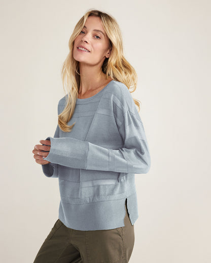 Talbots ORGANIC COTTON SHEER STRIPE BATEAU NECK SWEATER