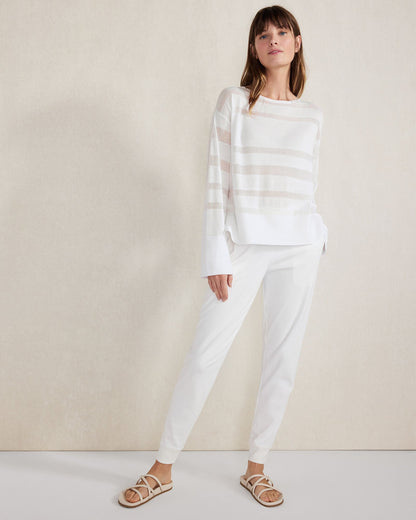 Talbots ORGANIC COTTON SHEER STRIPE BATEAU NECK SWEATER