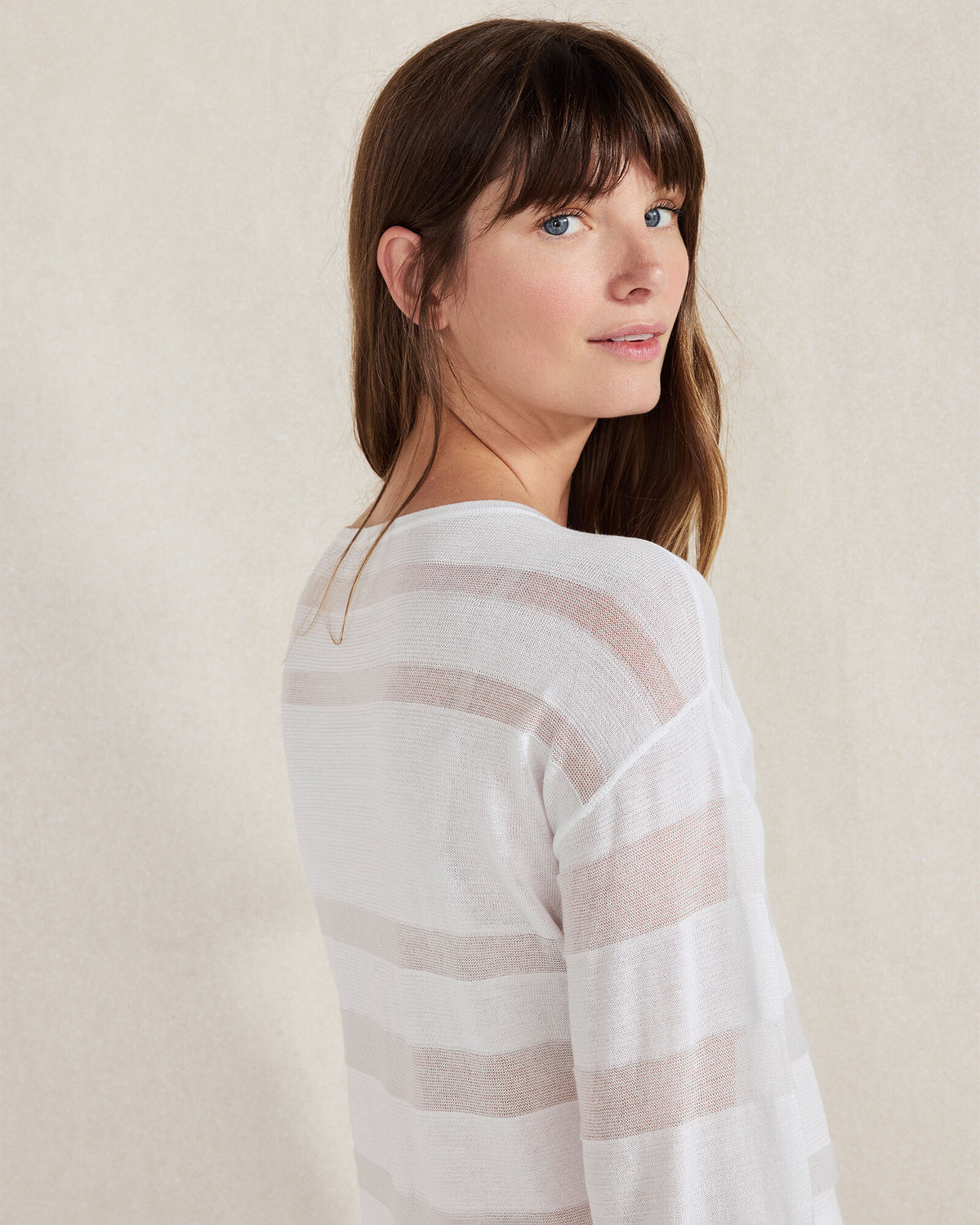 Talbots ORGANIC COTTON SHEER STRIPE BATEAU NECK SWEATER