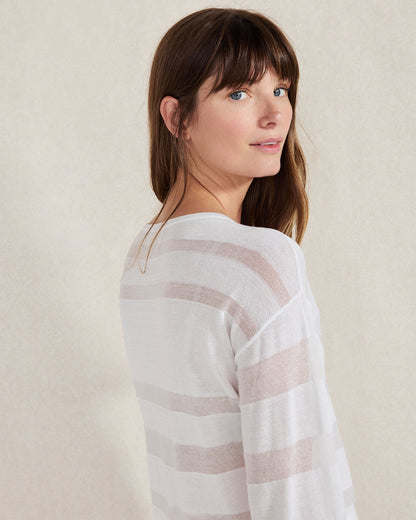 Talbots ORGANIC COTTON SHEER STRIPE BATEAU NECK SWEATER