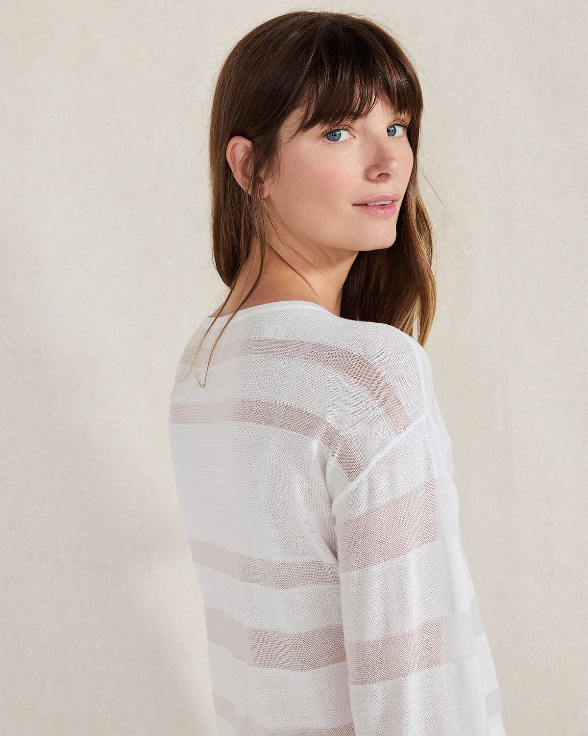 Talbots ORGANIC COTTON SHEER STRIPE BATEAU NECK SWEATER