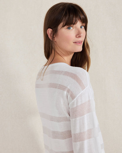 Talbots ORGANIC COTTON SHEER STRIPE BATEAU NECK SWEATER