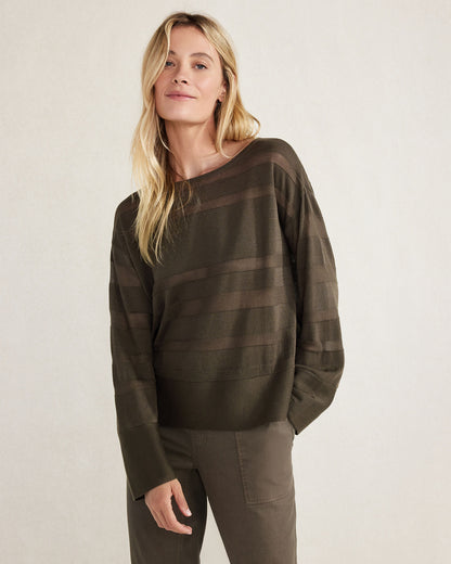 Talbots ORGANIC COTTON SHEER STRIPE BATEAU NECK SWEATER
