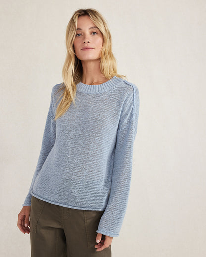Talbots ORGANIC COTTON LINEN TAPE YARN CREWNECK SWEATER