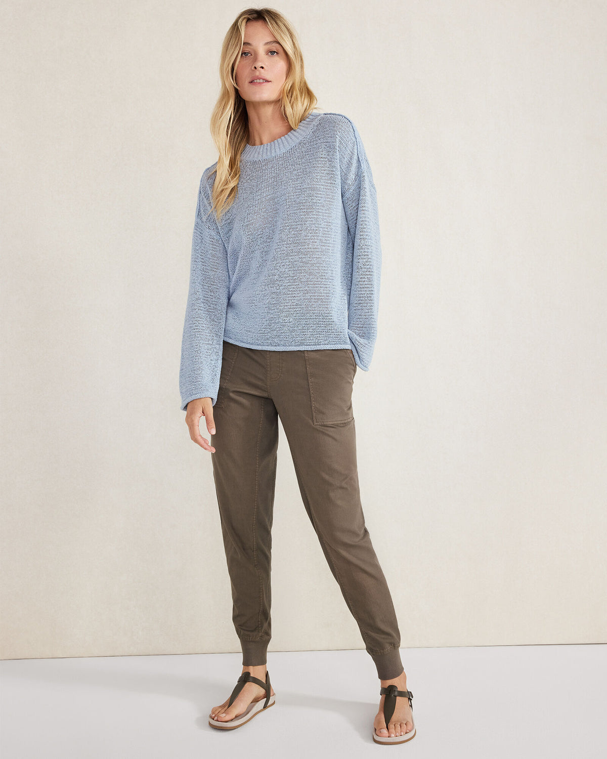 Talbots ORGANIC COTTON LINEN TAPE YARN CREWNECK SWEATER