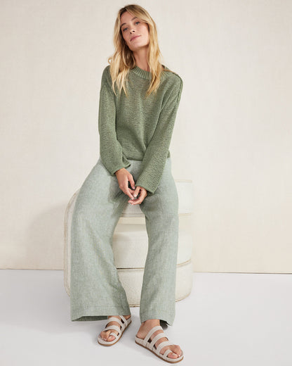 Talbots ORGANIC COTTON LINEN TAPE YARN CREWNECK SWEATER