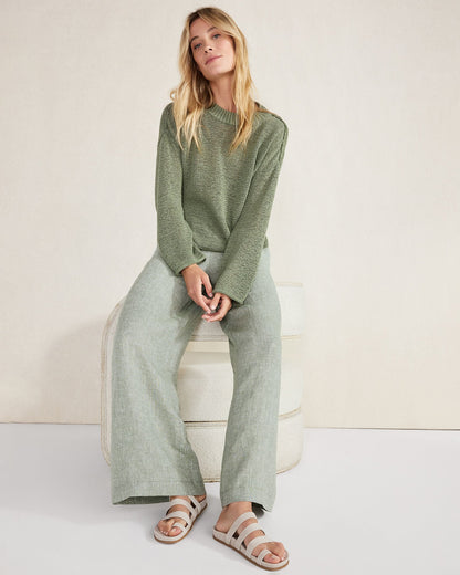 Talbots ORGANIC COTTON LINEN TAPE YARN CREWNECK SWEATER