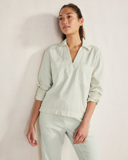 Talbots LIGHTWEIGHT TWILL COLLARED PULLOVER