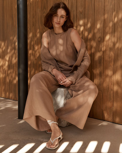 Talbots LINEN BLEND WIDE LEG JUMPSUIT