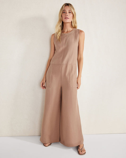 Talbots LINEN BLEND WIDE LEG JUMPSUIT