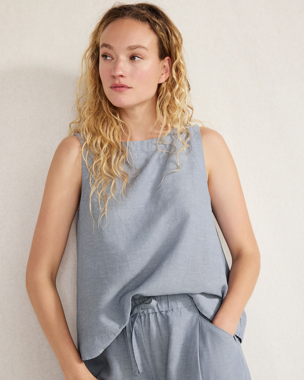 Talbots LINEN BLEND BATEAU NECK TOP
