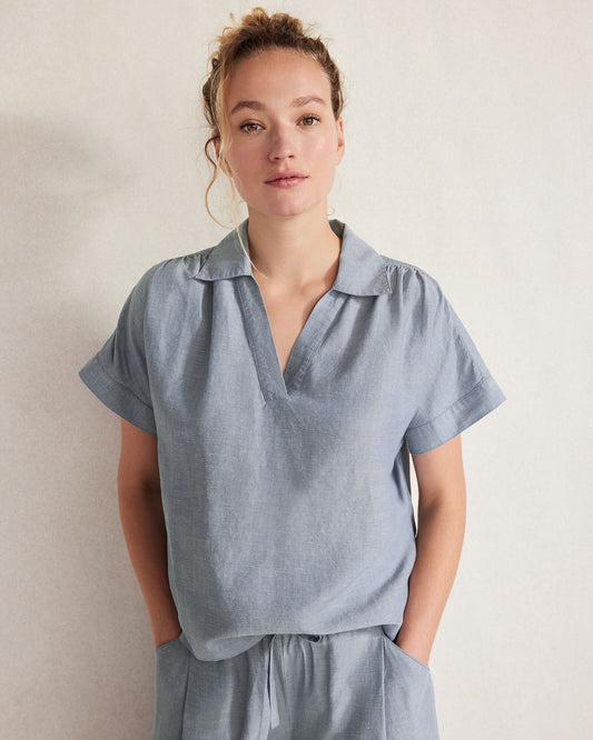 Talbots LINEN BLEND COLLARED SHIRT