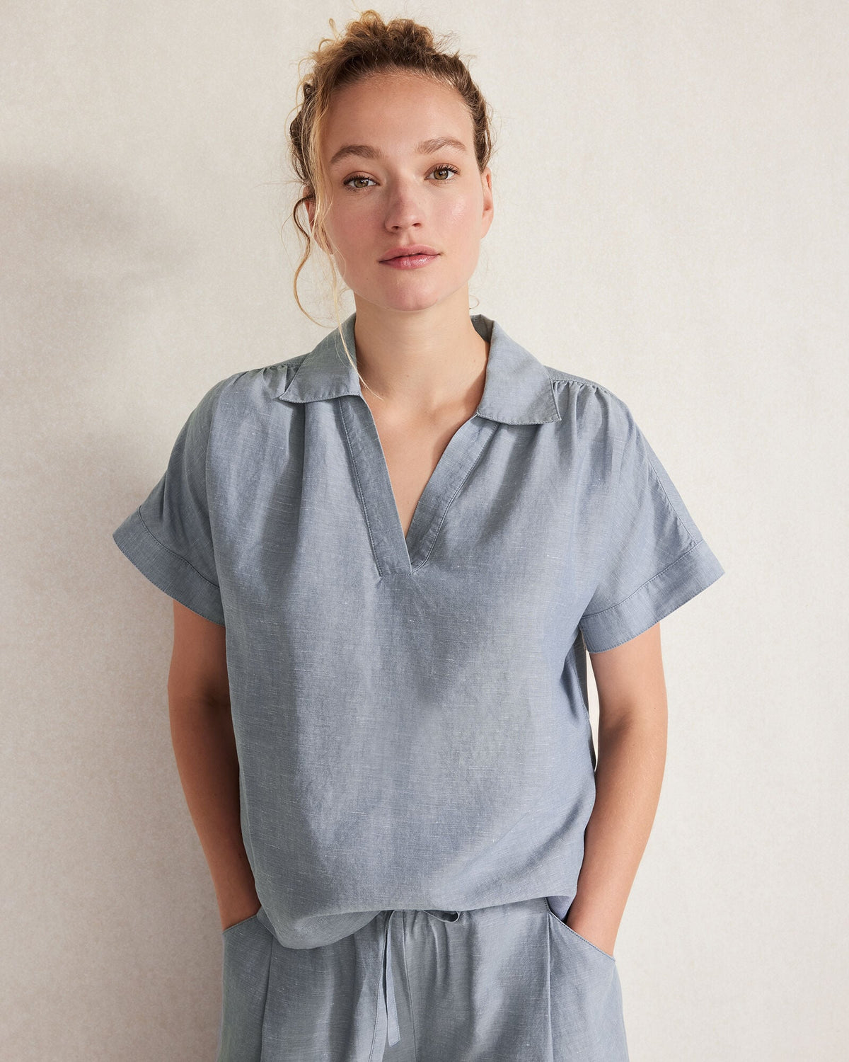 Talbots LINEN BLEND COLLARED SHIRT