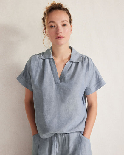 Talbots LINEN BLEND COLLARED SHIRT
