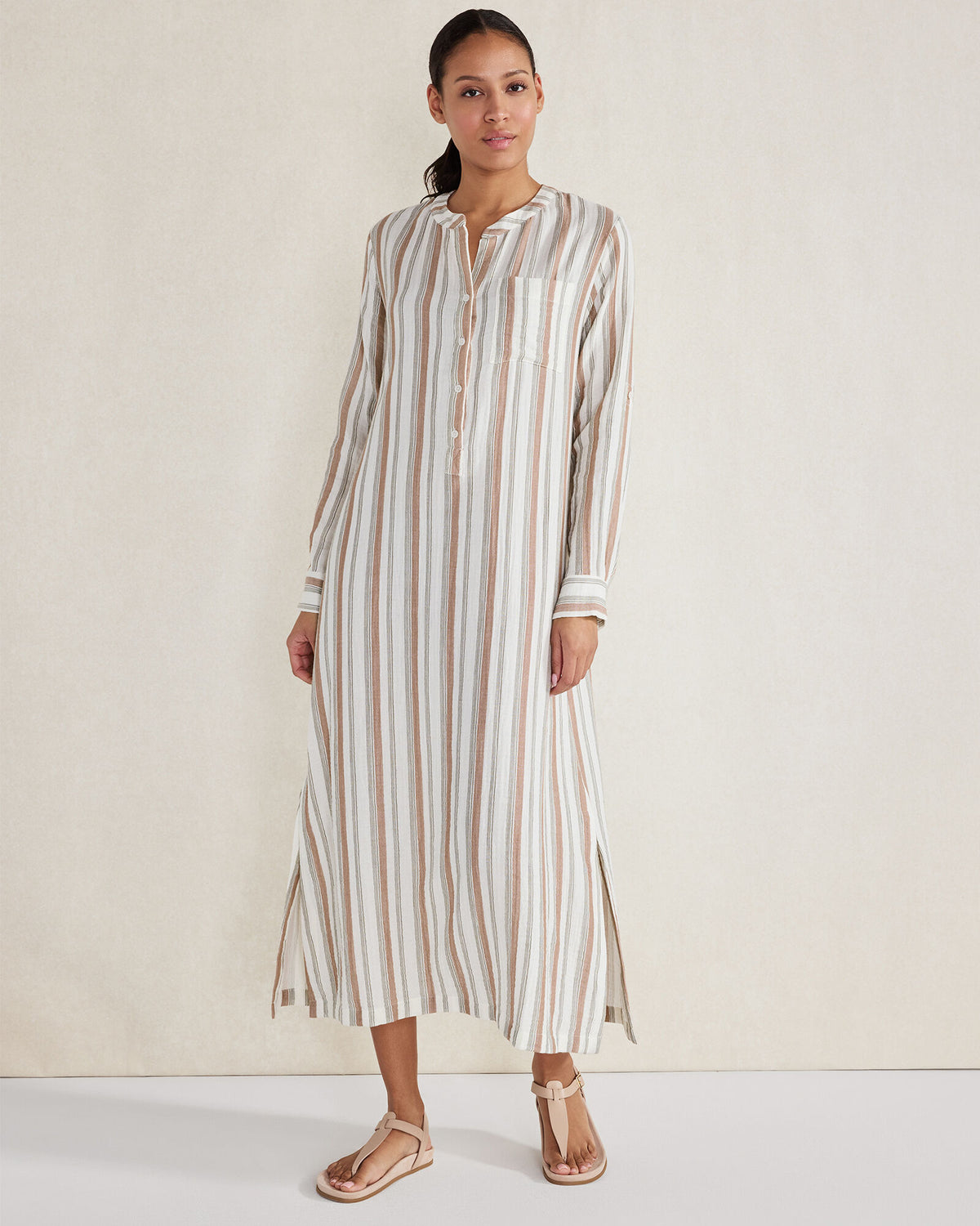 Talbots ORGANIC COTTON GAUZE STRIPED DRESS
