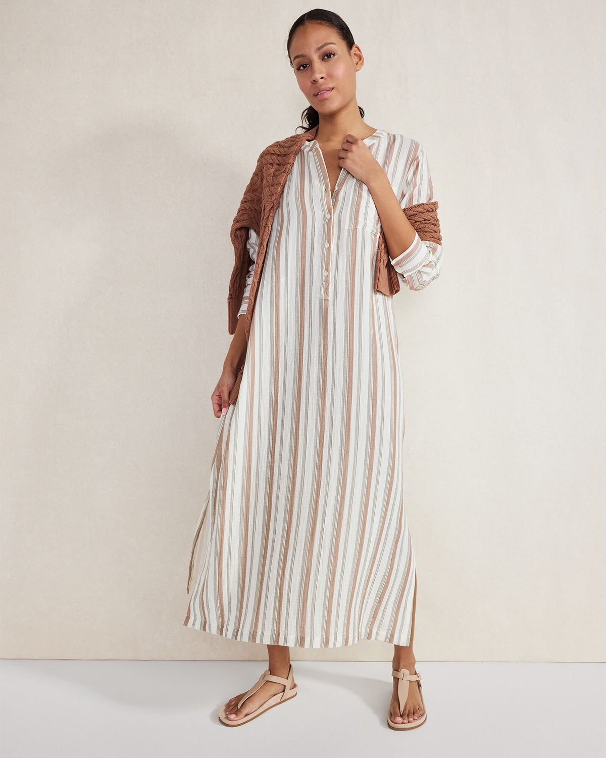 Talbots ORGANIC COTTON GAUZE STRIPED DRESS