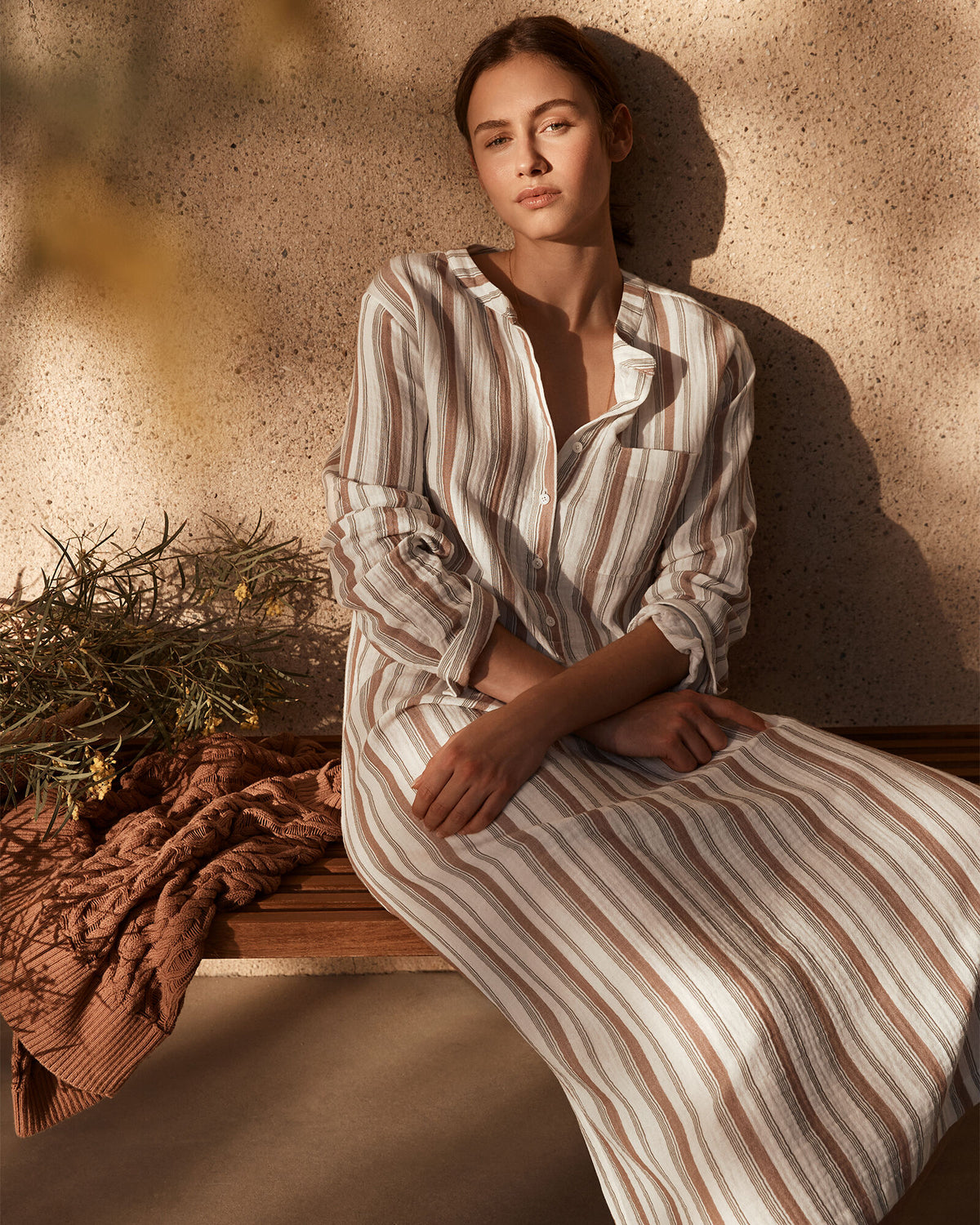 Talbots ORGANIC COTTON GAUZE STRIPED DRESS