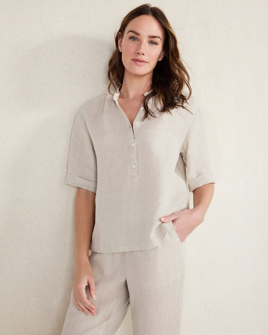 Talbots LINEN CUFF SLEEVE TOP