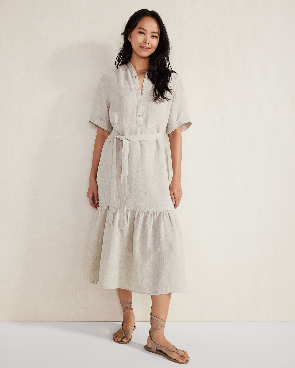 Talbots LINEN TIERED MIDI DRESS