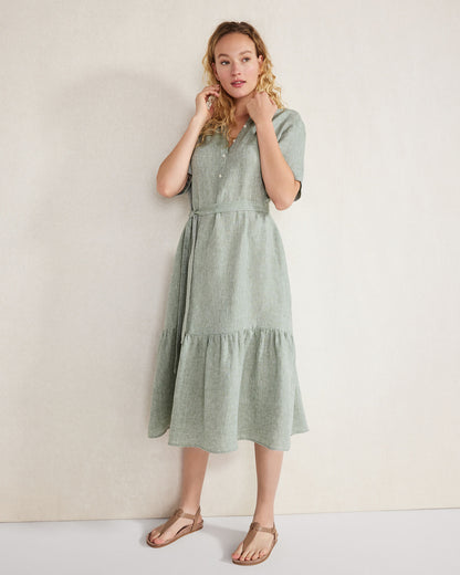 Talbots LINEN TIERED MIDI DRESS