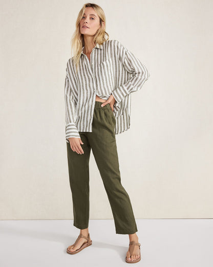 Talbots LINEN STRIPED BOXY SHIRT