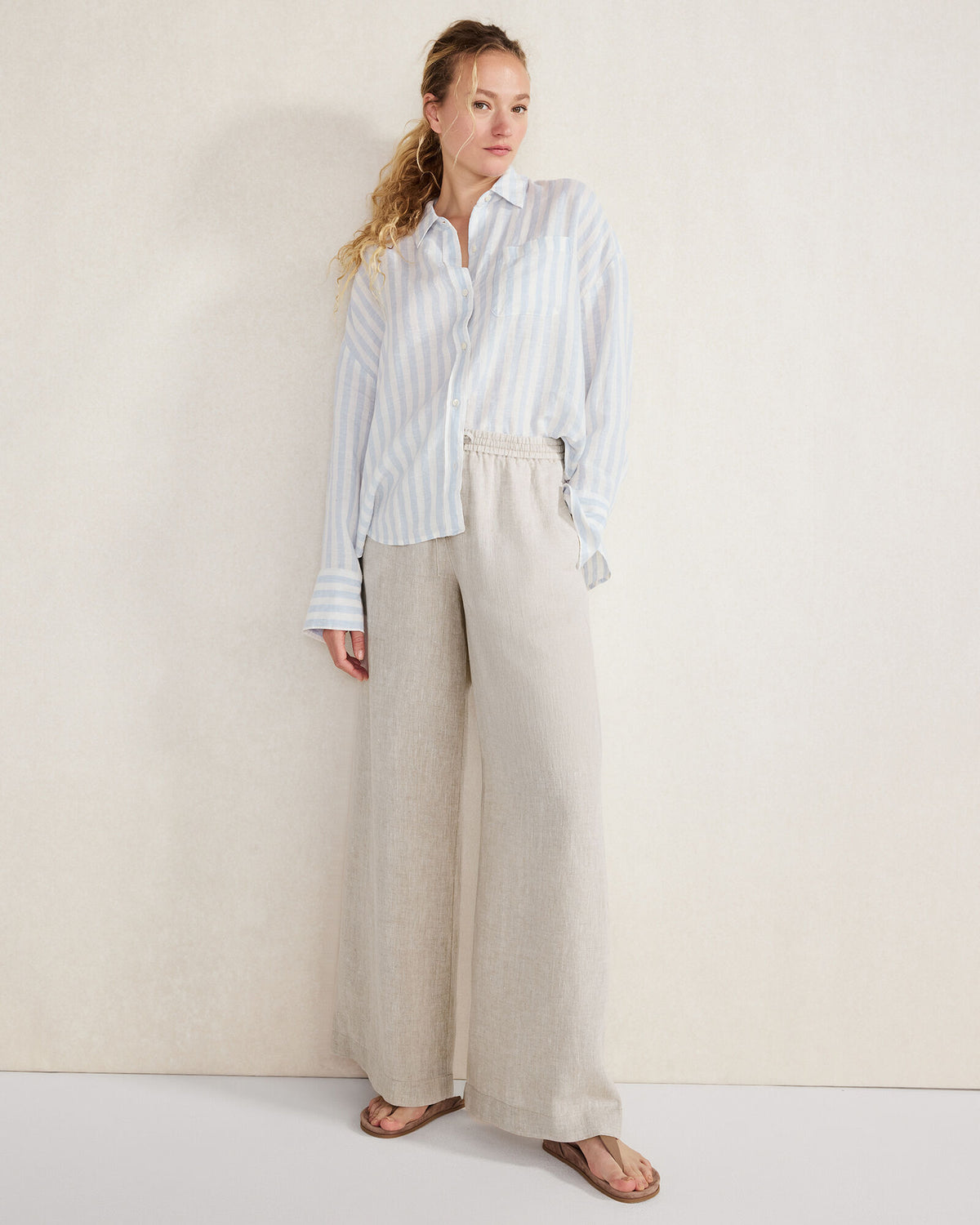Talbots LINEN STRIPED BOXY SHIRT