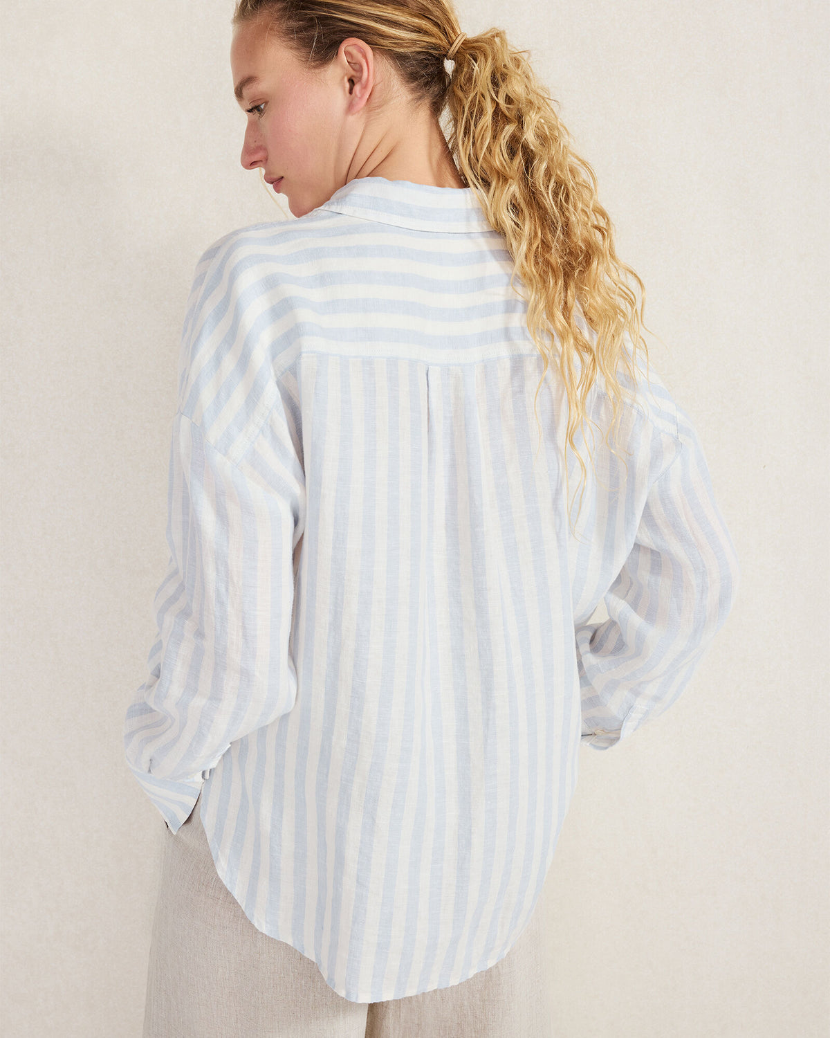 Talbots LINEN STRIPED BOXY SHIRT