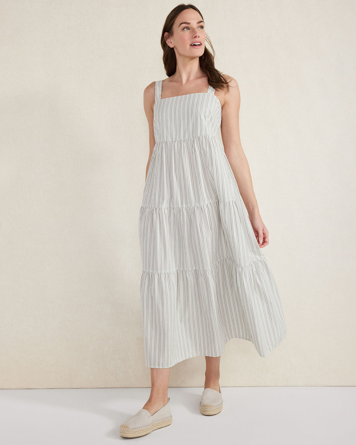 Talbots ORGANIC COTTON POPLIN STRIPED MIDI DRESS