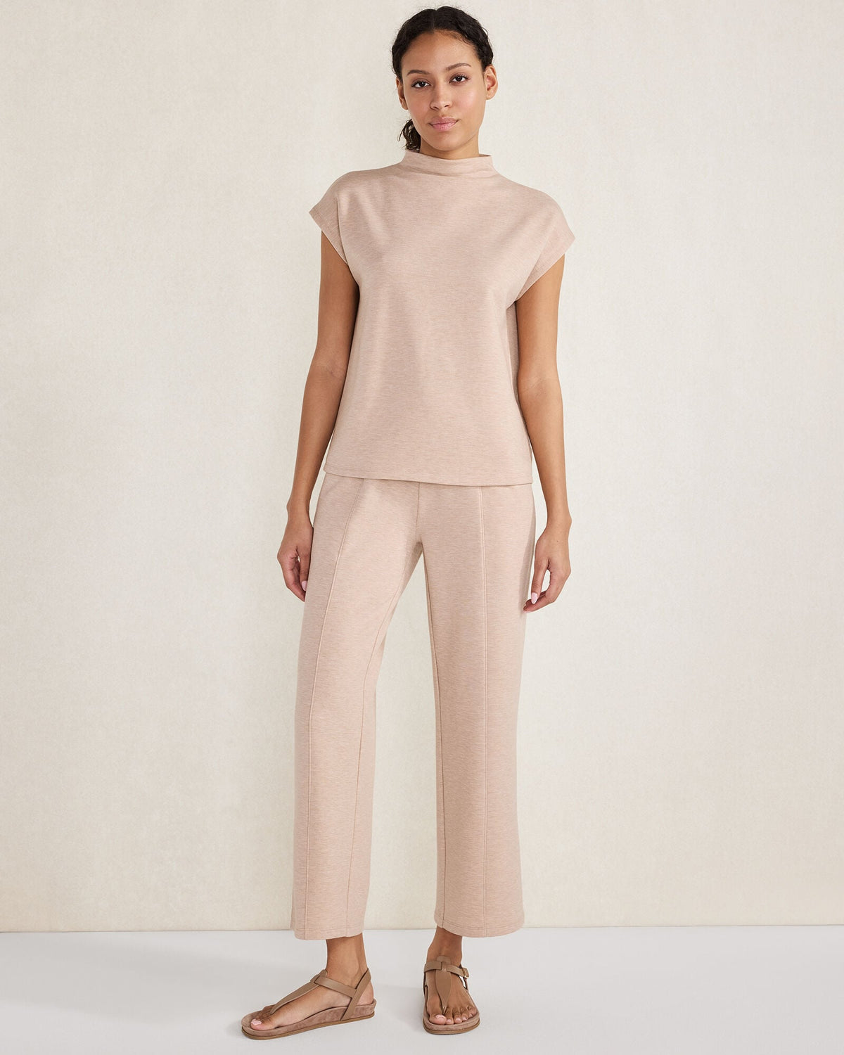 Talbots FLEECE PINTUCK CROPPED WIDE LEG PANTS