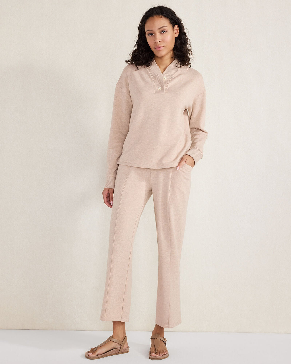 Talbots FLEECE PINTUCK CROPPED WIDE LEG PANTS