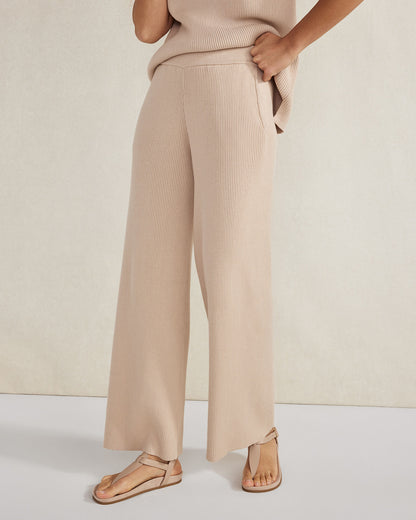 Talbots ORGANIC COTTON RIB KNIT WIDE LEG PANTS