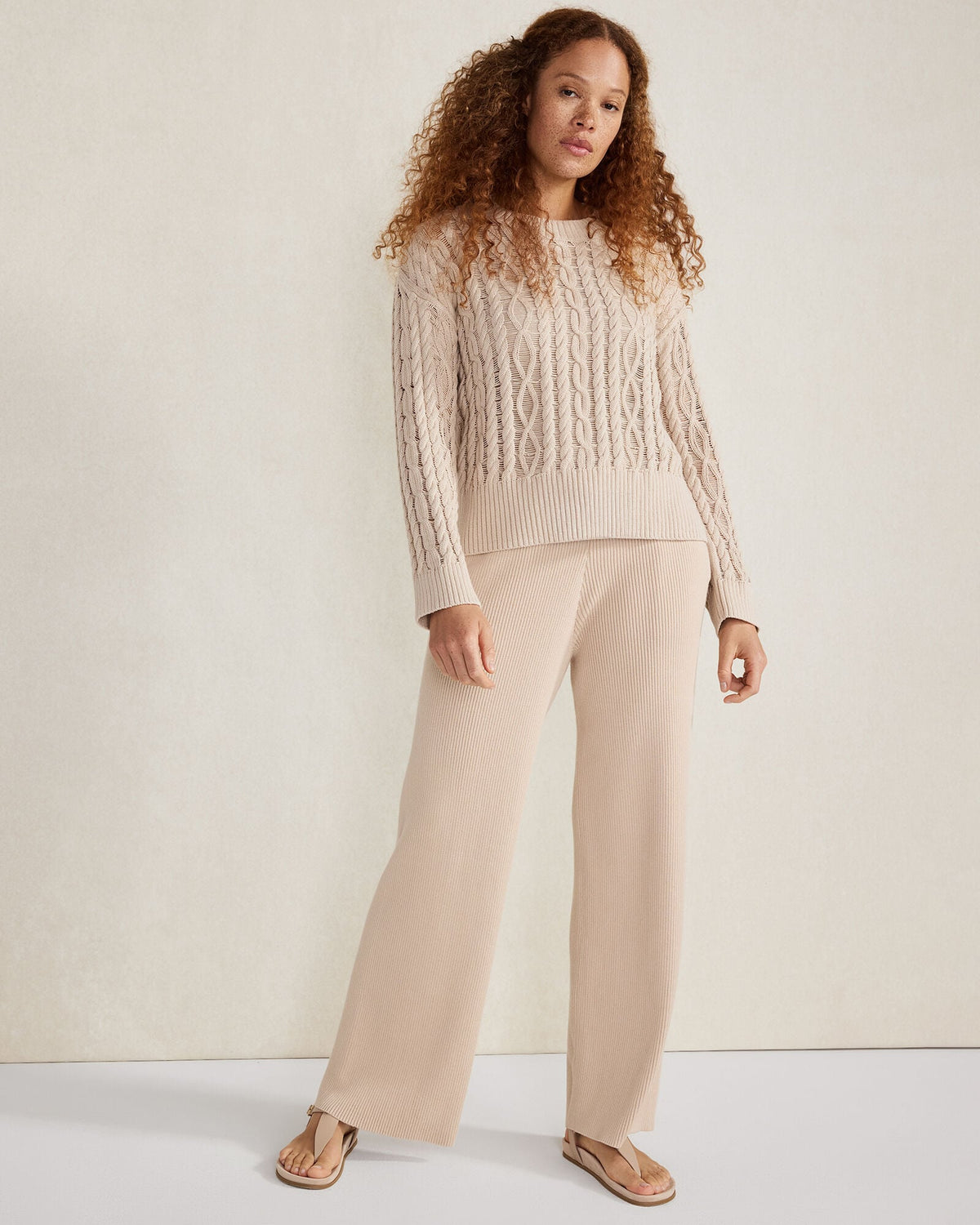 Talbots ORGANIC COTTON RIB KNIT WIDE LEG PANTS