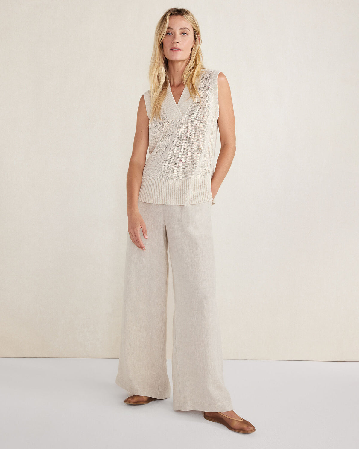 Talbots LINEN WIDE LEG PANTS