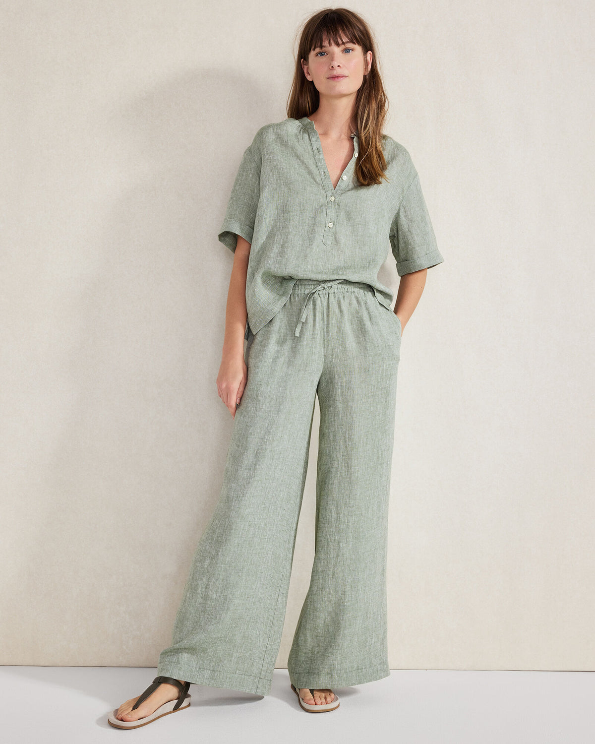 Talbots LINEN WIDE LEG PANTS
