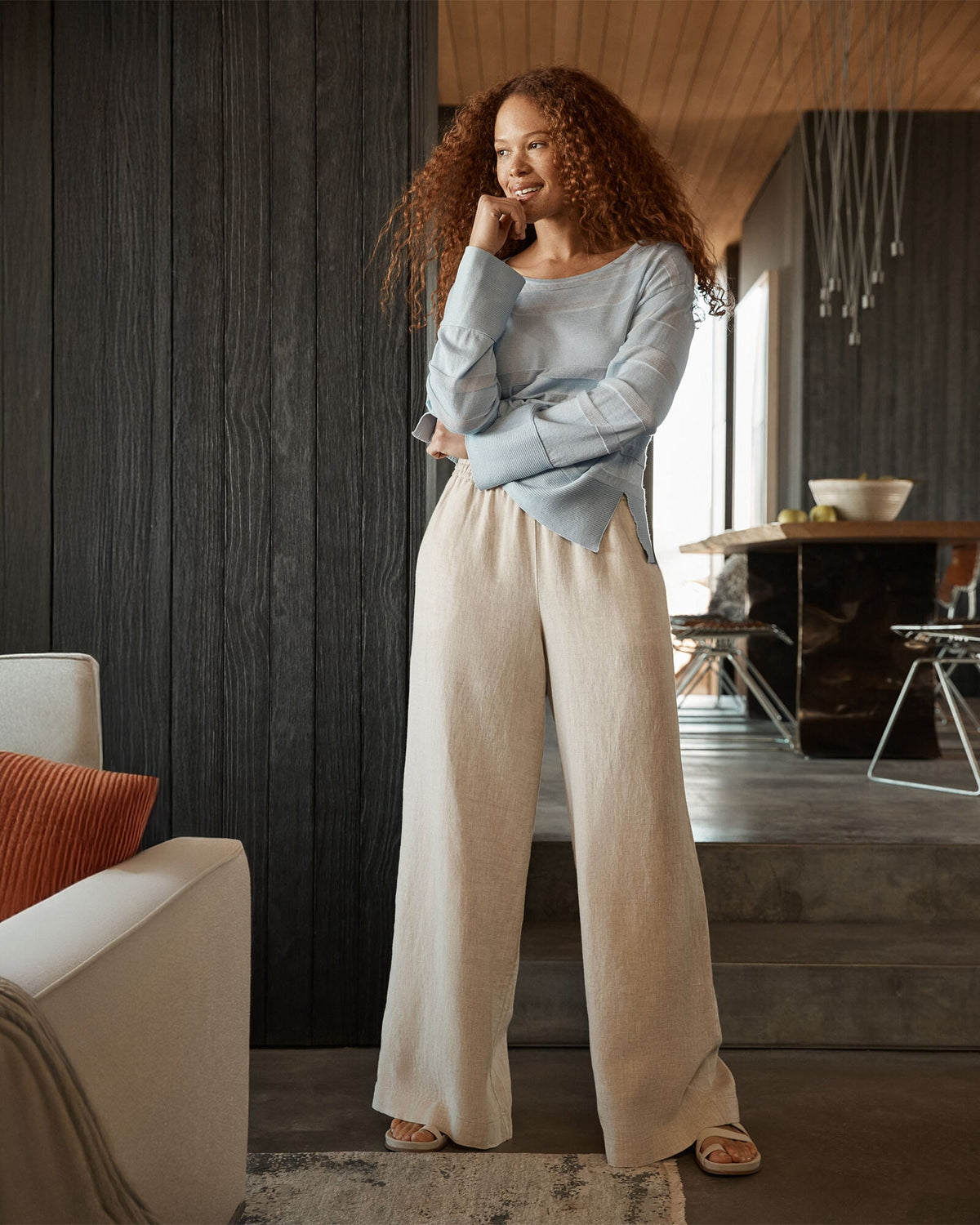 Talbots LINEN WIDE LEG PANTS