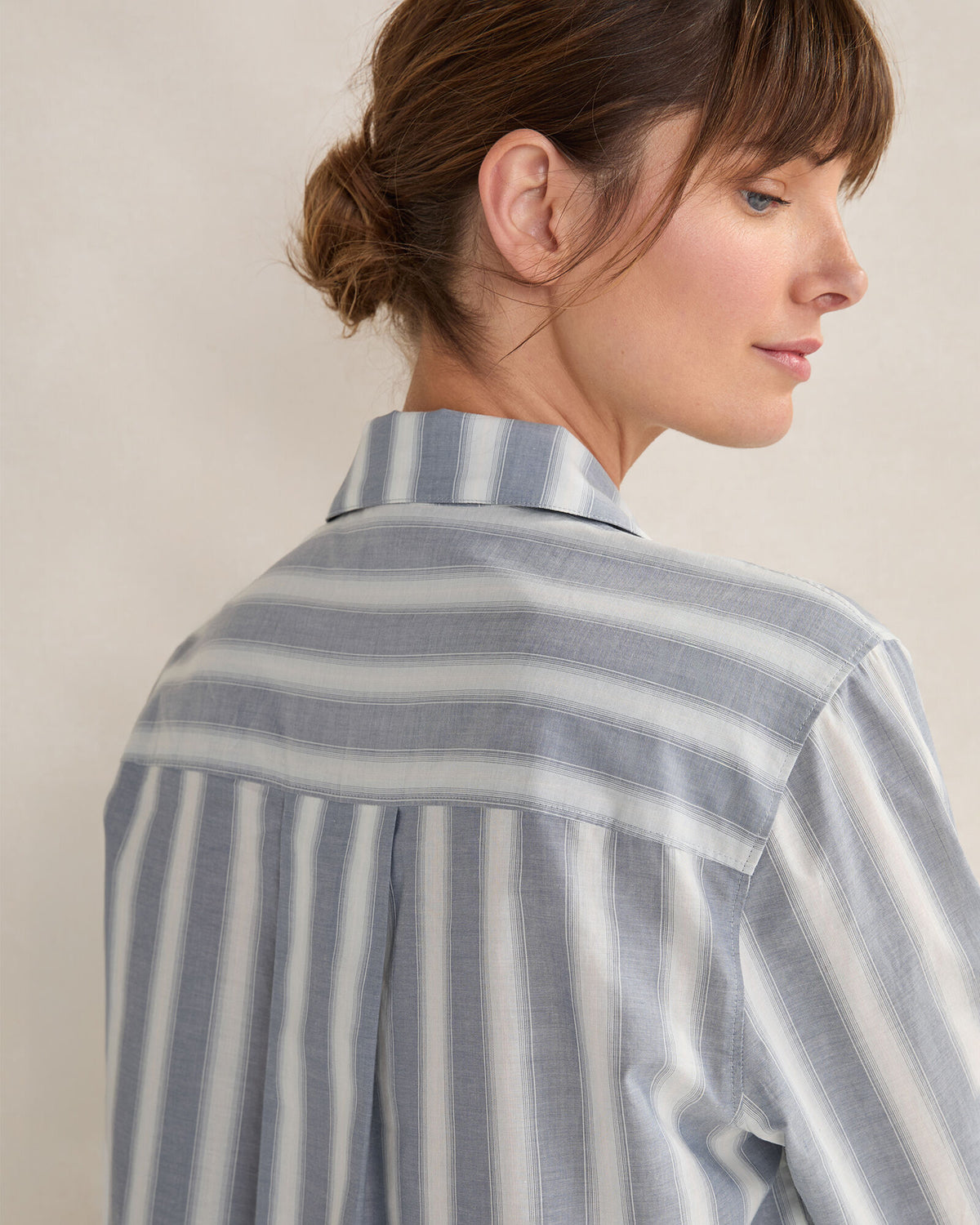Talbots ORGANIC COTTON POPLIN MIXED STRIPE PAJAMA SHIRT