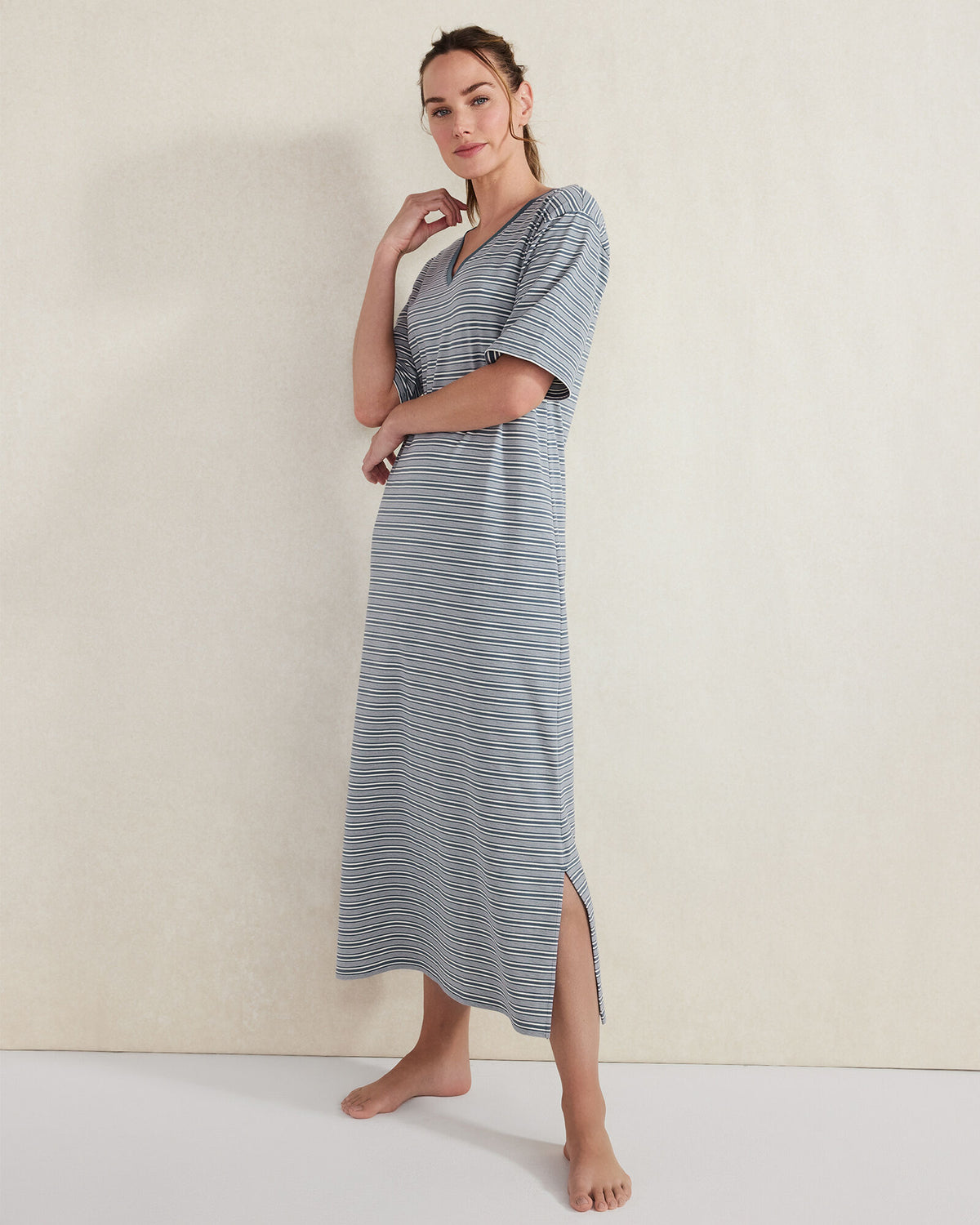 Talbots ORGANIC COTTON JERSEY TONAL STRIPE SLEEP DRESS