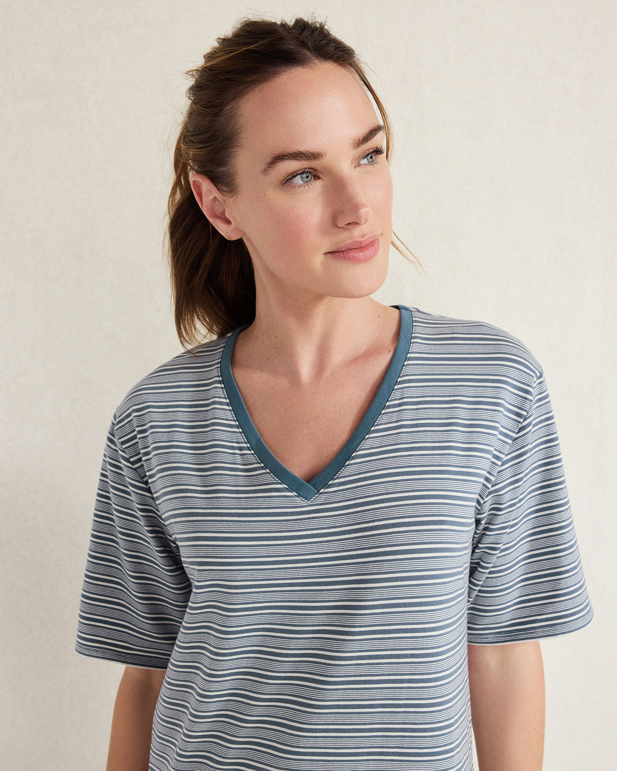 Talbots ORGANIC COTTON JERSEY TONAL STRIPE SLEEP DRESS
