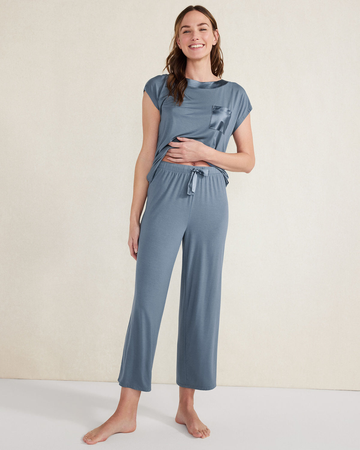 Talbots CALM & COOL CROPPED WIDE LEG SLEEP PANTS