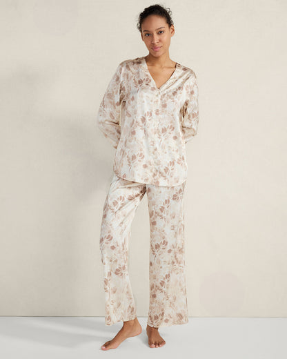 Talbots WASHABLE SILK V-NECK TRANQUIL FLORAL SLEEP TOP