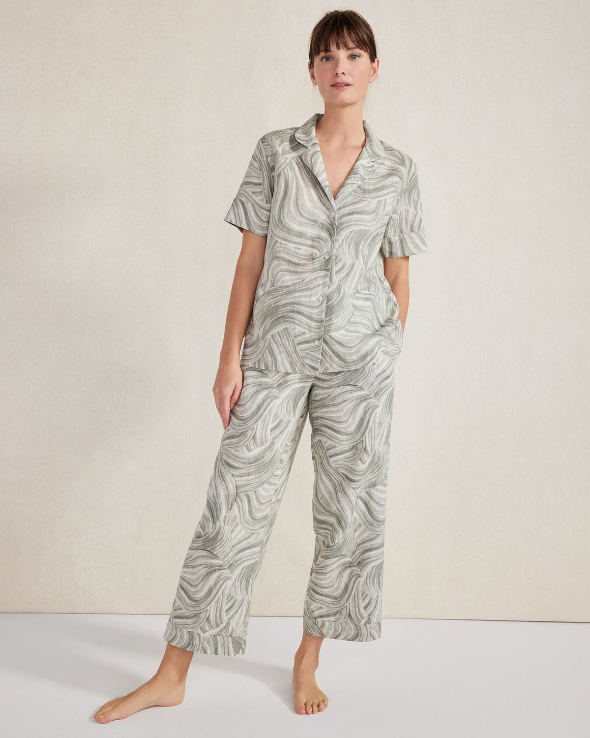 Talbots ORGANIC COTTON LINEN WATERCOLOR PAJAMA PANTS