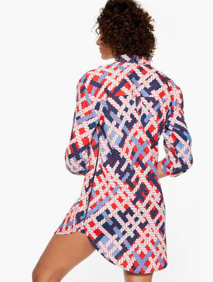 Talbots AQUA CLUB GAUZE SHIRT COVER-UP - NAUTICAL VIBES