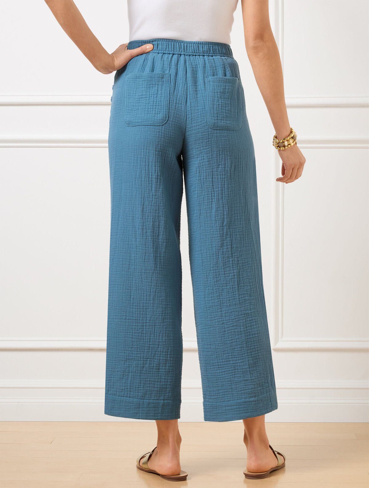 Talbots WIDE CROP PULL-ON GAUZE PANTS