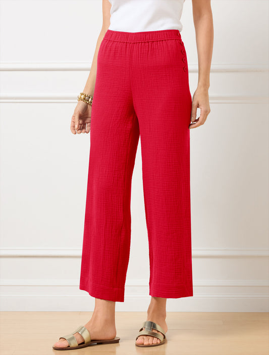 Talbots WIDE CROP PULL-ON GAUZE PANTS