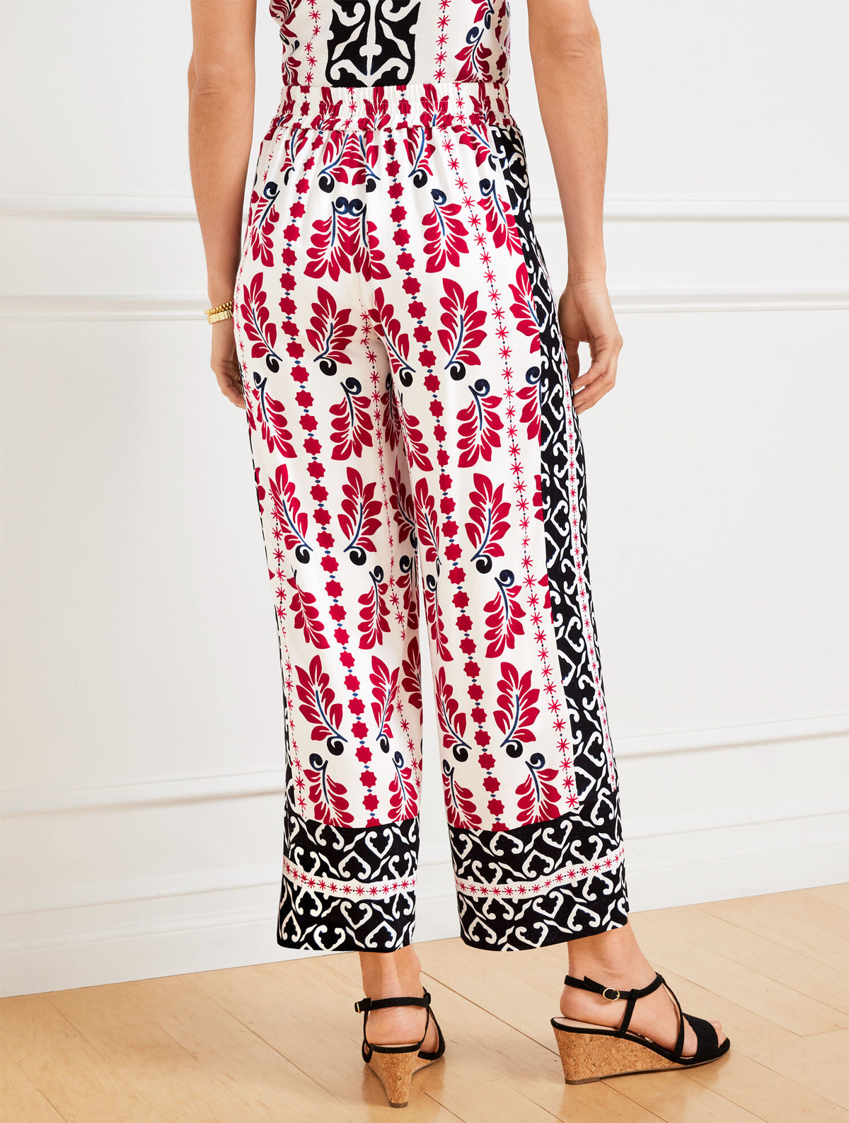 Talbots WIDE CROP PULL-ON PANTS - GEOMETRIC PALM