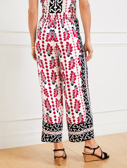 Talbots WIDE CROP PULL-ON PANTS - GEOMETRIC PALM