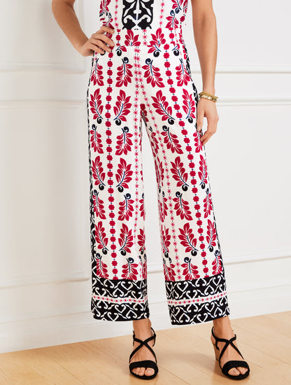 Talbots WIDE CROP PULL-ON PANTS - GEOMETRIC PALM