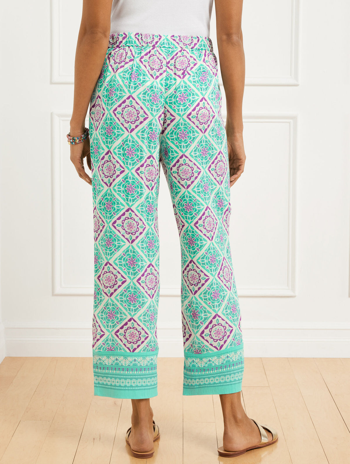 Talbots STRAIGHT ANKLE PULL-ON PANTS - MONACO TILES