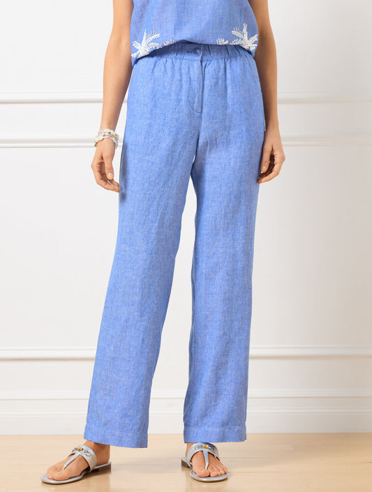 Talbots WIDE LEG WASHED LINEN PANTS - CROSS-DYED
