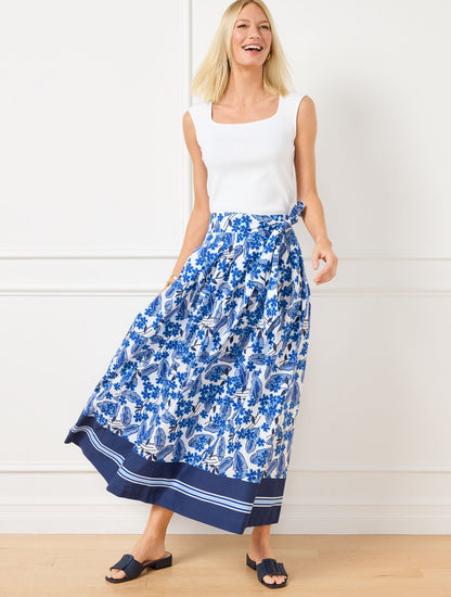 Talbots PIPER PLEATED PATIO MAXI SKIRT - FLORAL PALMS